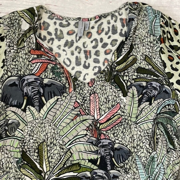 Anthropologie Bl^nk London Elephant Safari Sibley V Neck Blouse - Picture 7 of 11